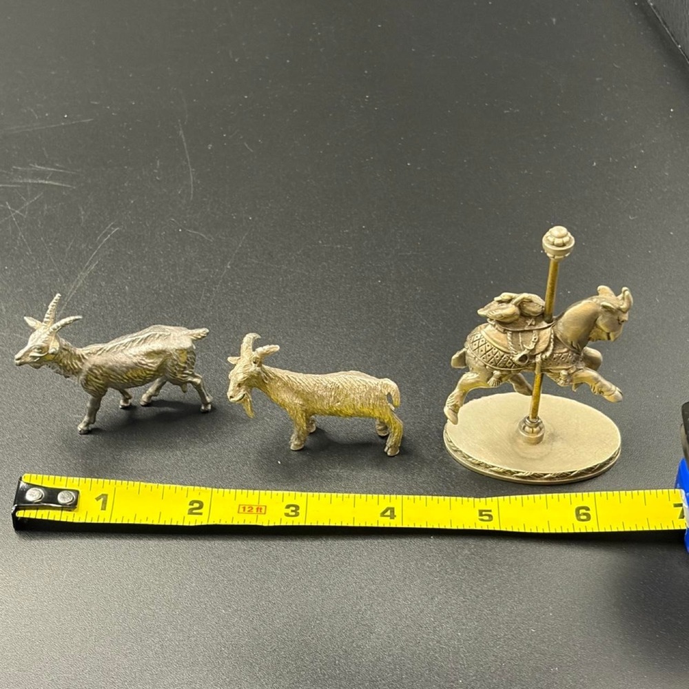 Pewter Billy Goats and Carousel Goat